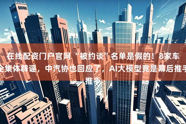 在线配资门户官网 “被约谈”名单是假的！8家车企集体辟谣，中汽协也回应了，AI大模型竟是幕后推手